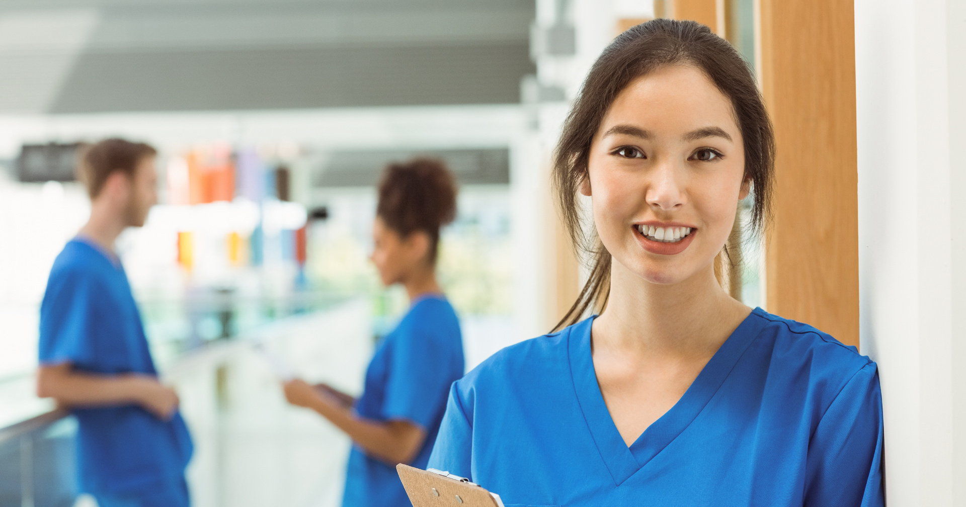 A doctor smiling